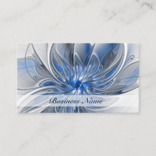 Abstrakt Blue Gray Fraktal Art Blume Visitenkarte