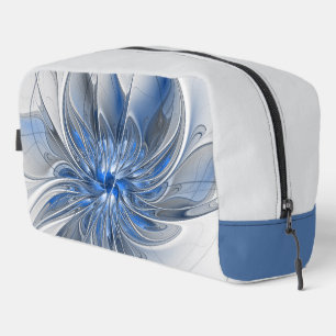Abstrakt Blue Gray Fraktal Art Blume Waschbeutel