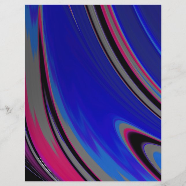Abstrakt Blue Gray Magenta Fraktal Scrapbook Paper (Vorderseite)