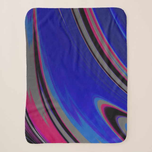 Abstrakt Blue Gray Magenta Fraktal Swirl Sherpadecke (Vorderseite)