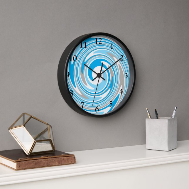 Abstrakt Blue & Gray Spiral Wanduhr (Büro)