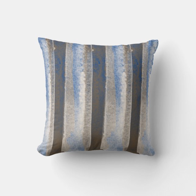 Abstrakt Blue Gray Tan Cream Modern Kissen (Vorderseite)
