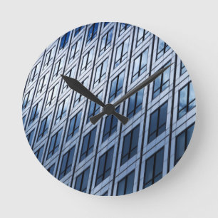 Abstrakt Blue Gray Windows Runde Wanduhr