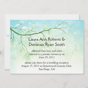 Abstrakt Blue Green Blätter Post Hochzeit Einladun Einladung