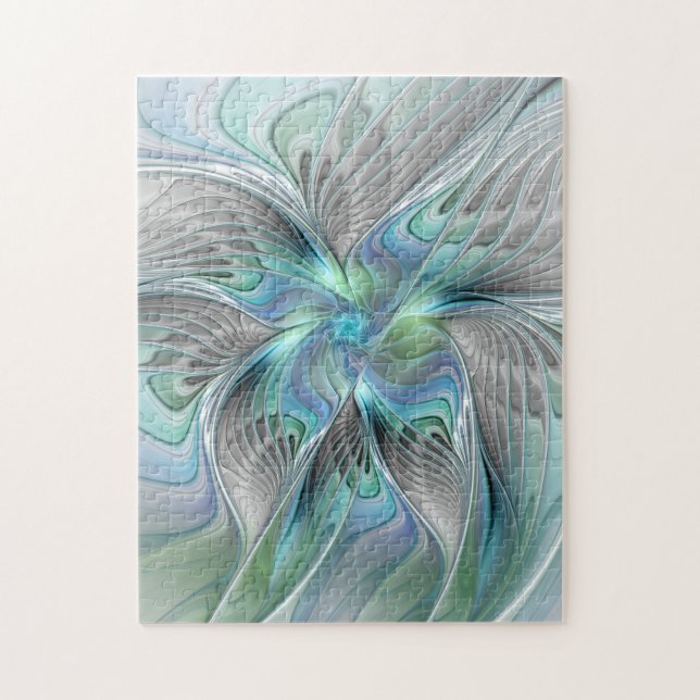 Abstrakt Blue Green Butterfly Fantasy Fraktal Art (Vertikal)