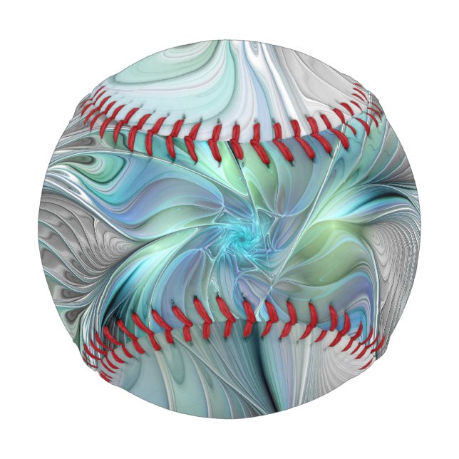 Abstrakt Blue Green Butterfly Fantasy Fraktal Art Baseball (Vorderseite)