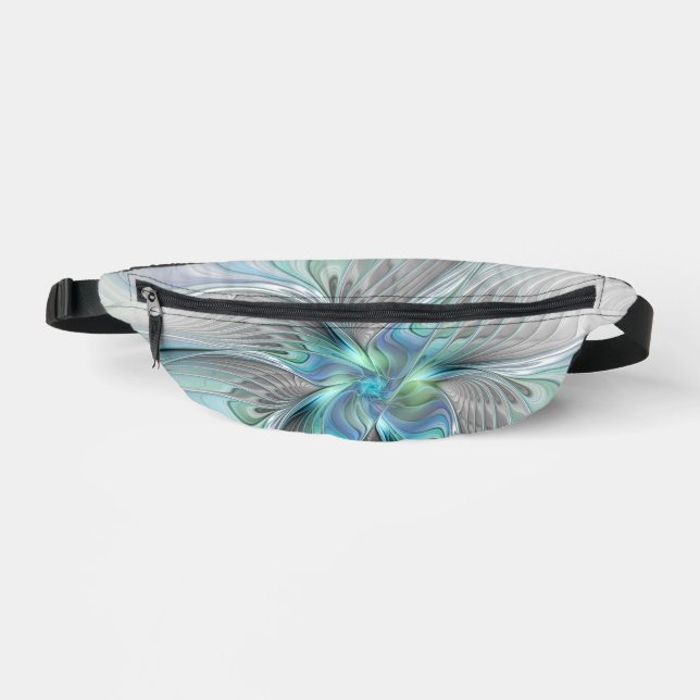 Abstrakt Blue Green Butterfly Fantasy Fraktal Art Bauchtasche (Vorderseite)
