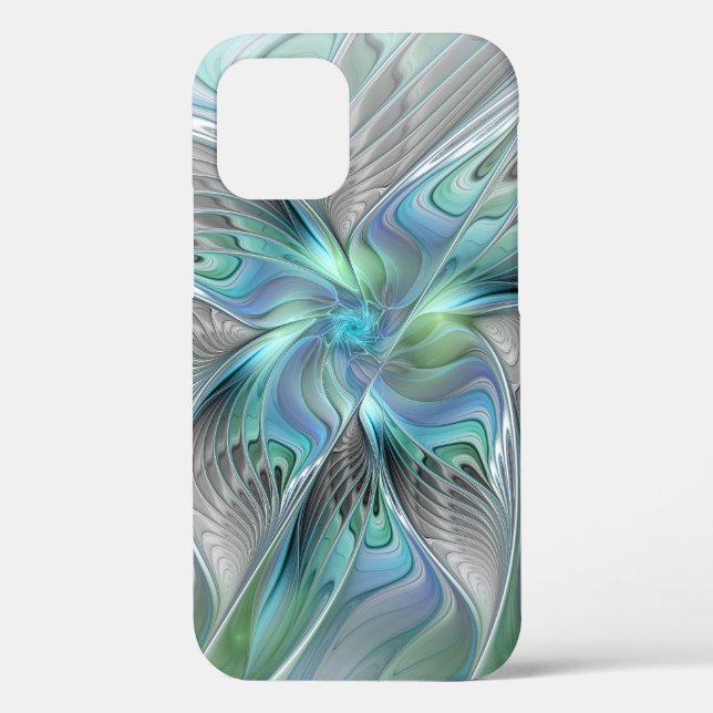 Abstrakt Blue Green Butterfly Fantasy Fraktal Art Case-Mate iPhone Hülle (Rückseite)
