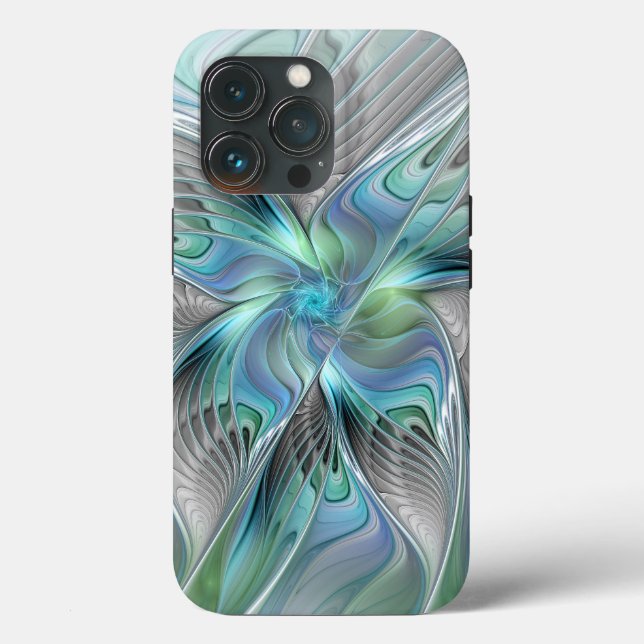 Abstrakt Blue Green Butterfly Fantasy Fraktal Art Case-Mate iPhone Hülle (Rückseite)