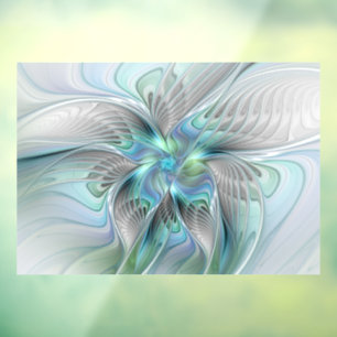Abstrakt Blue Green Butterfly Fantasy Fraktal Art Fensteraufkleber