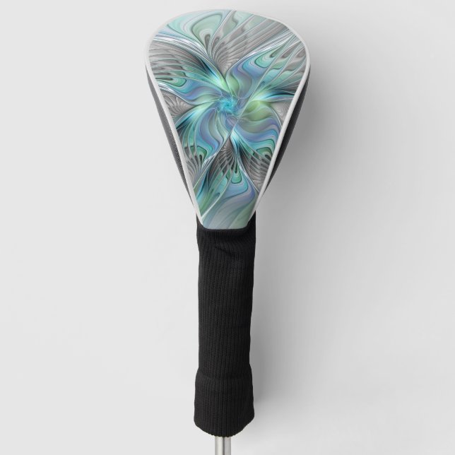 Abstrakt Blue Green Butterfly Fantasy Fraktal Art Golf Headcover (Vorderseite)