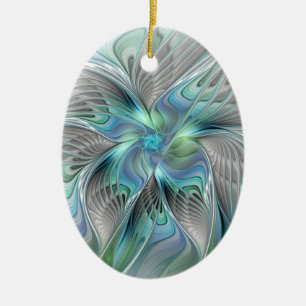 Abstrakt Blue Green Butterfly Fantasy Fraktal Art Keramik Ornament