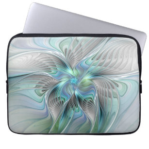 Abstrakt Blue Green Butterfly Fantasy Fraktal Art Laptopschutzhülle