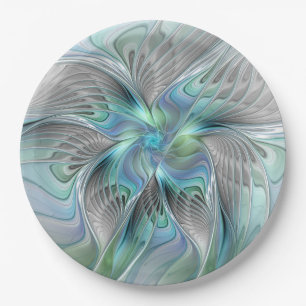 Abstrakt Blue Green Butterfly Fantasy Fraktal Art Pappteller