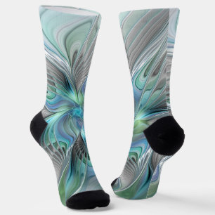 Abstrakt Blue Green Butterfly Fantasy Fraktal Art Socken