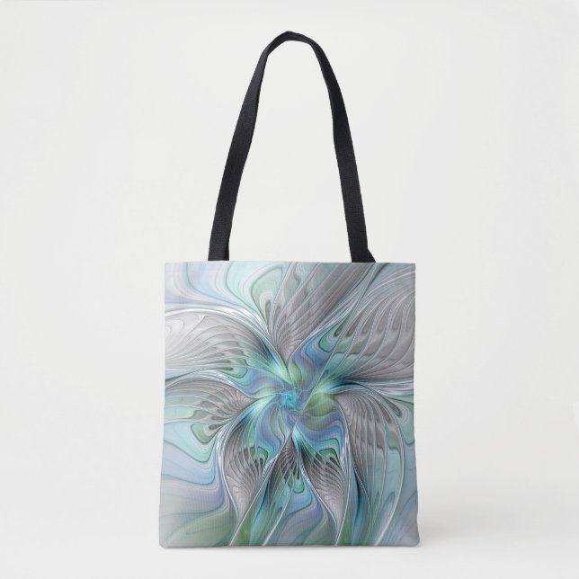 Abstrakt Blue Green Butterfly Fantasy Fraktal Art Tasche (Vorderseite)