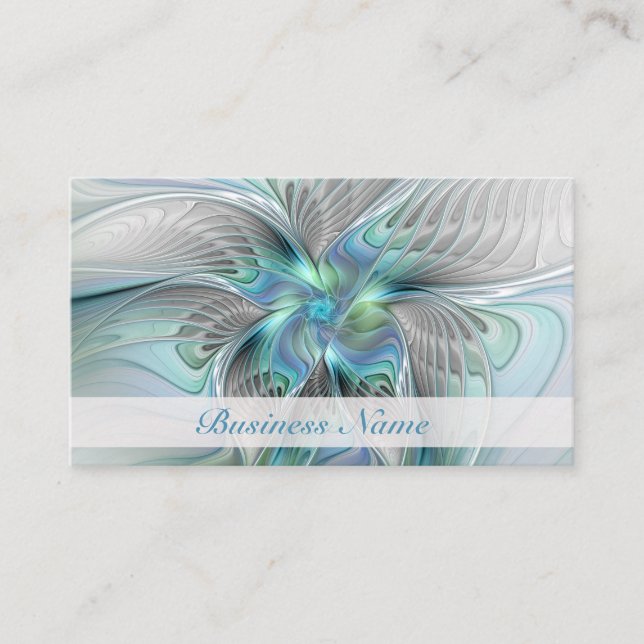 Abstrakt Blue Green Butterfly Fantasy Fraktal Art Visitenkarte (Vorderseite)
