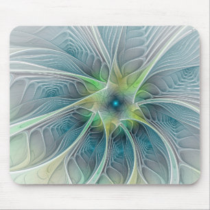Abstrakt Blue Green Fraktal Art Fantasy Blume Mousepad