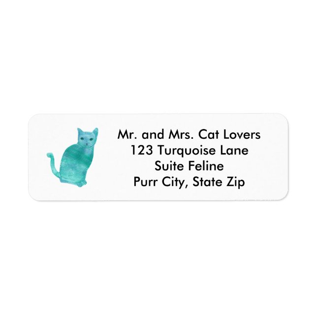 Abstrakt Blue Green Turquoise Cat Address Labels (Vorne)