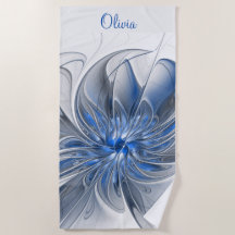 Abstrakt Blue Grey Watercolor Fraktal Blume Name