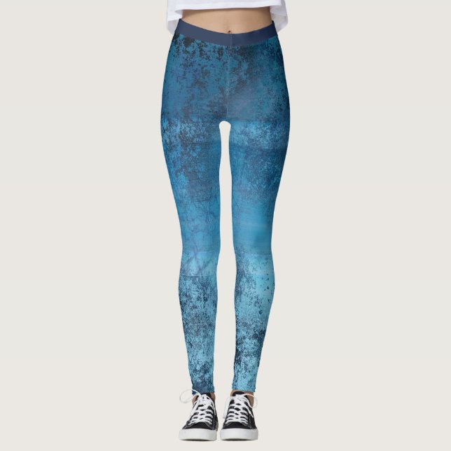 Abstrakt Blue Grunge Leggings (Vorderseite)