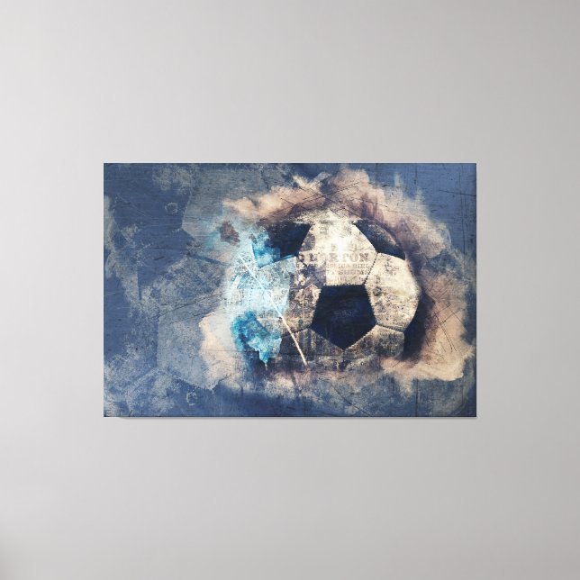 Abstrakt Blue Grunge Soccer Leinwanddruck (Vorderseite)