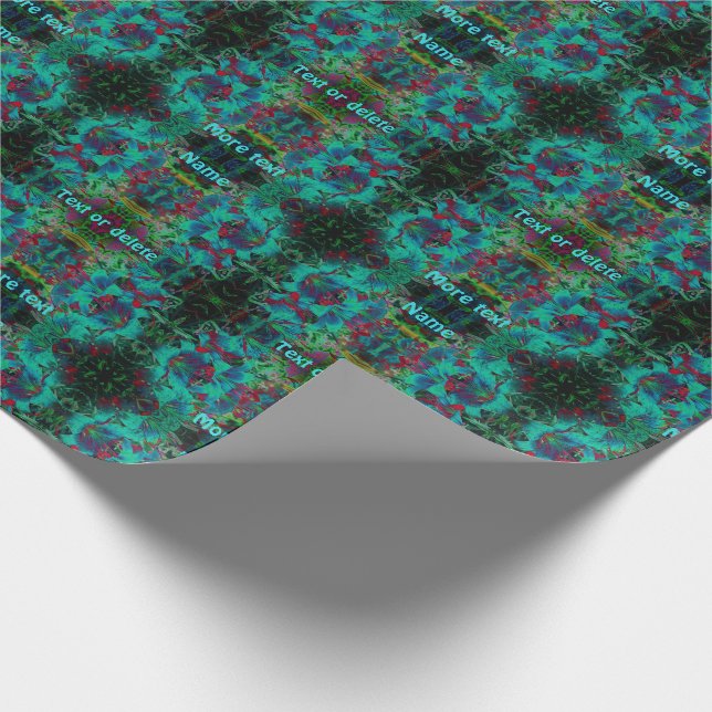Abstrakt Blue Lily Blume Raindrops Personalisiert Geschenkpapier (Ecke)