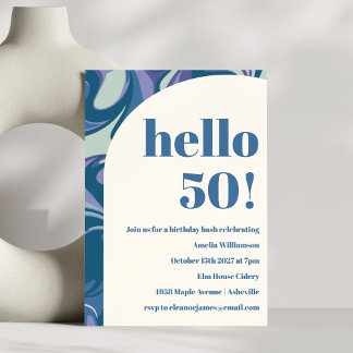 Abstrakt Blue Marble Swirl Stilvolle Geburtstagspa Einladung