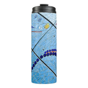 Abstrakt Blue Mirror Mosaic Thermosbecher