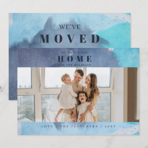 Abstrakt Blue New Zuhause für Holidays Foto Moving Feiertagskarte