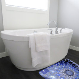 Abstrakt Blue Ombre Fraktal Bubbles Badematte