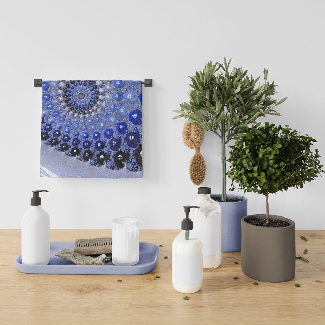 Abstrakt Blue Ombre Fraktal Bubbles Handtuch (Von Creator hochgeladen)