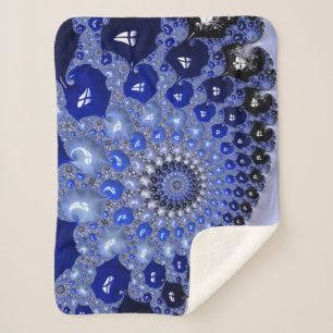 Abstrakt Blue Ombre Fraktal Bubbles Sherpadecke