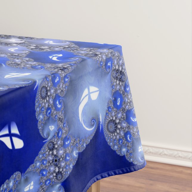 Abstrakt Blue Ombre Fraktal Bubbles Tischdecke (Beispiel)