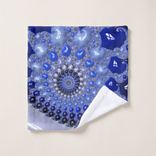 Abstrakt Blue Ombre Fraktal Bubbles Waschlappen