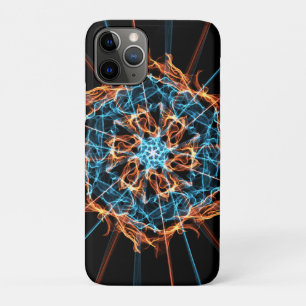 Abstrakt Blue Orange Flames Hexagon title_seo2