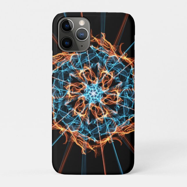 Abstrakt Blue Orange Flames Hexagon Case-Mate iPhone Hülle (Rückseite)