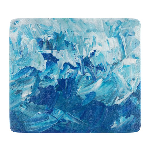 Abstrakt Blue Paint Waves Schneidebrett (Vorderseite)