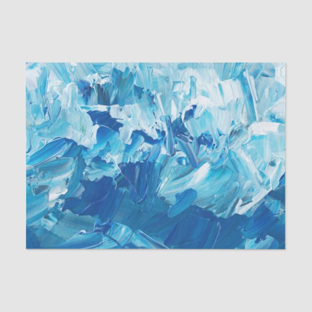 Abstrakt Blue Paint Waves Seidenpapier (Vorderseite)