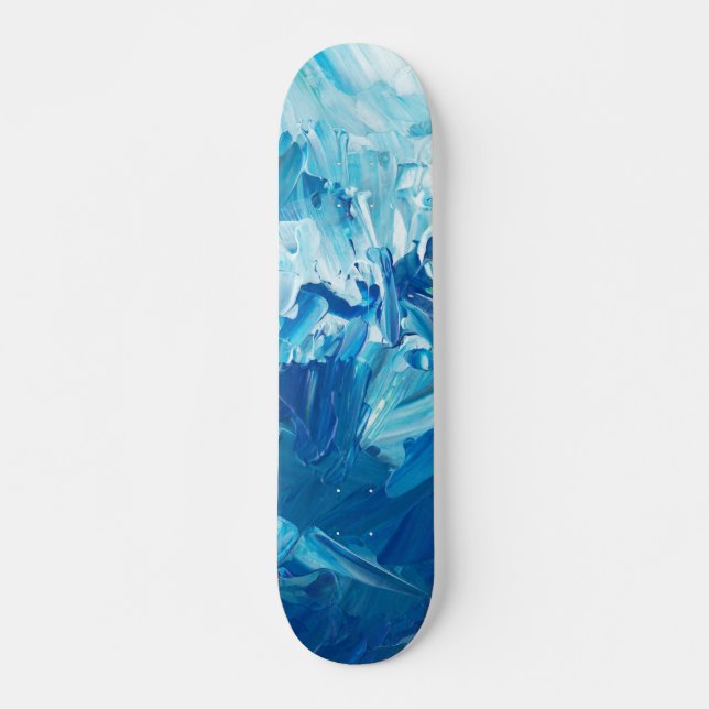 Abstrakt Blue Paint Waves Skateboard (Vorne)