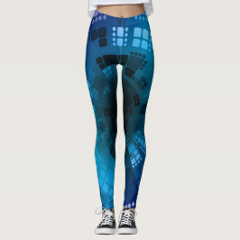 Abstrakt Blue Sea Gold Diamond Seashell Leggings
