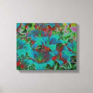 Abstrakt Blue Taglilien Raindrops Blume Leinwanddruck
