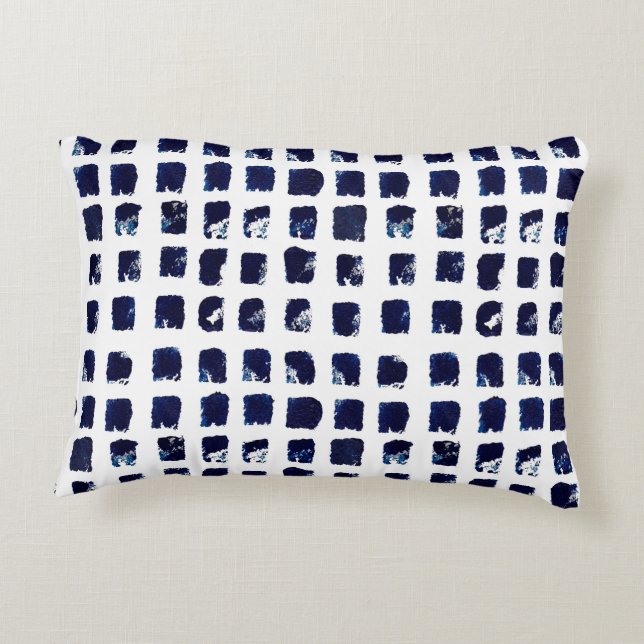 Abstrakt Blue Texture Block Art Akzent Pillow Dekokissen (Rückseite)