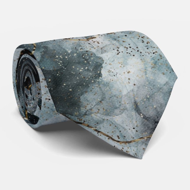 Abstrakt Blue und Grey Mens Fashion Neck Tie Krawatte (Gerollt)