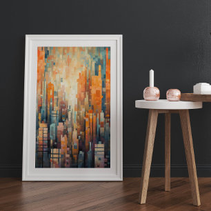 Abstrakt Blue und Orange City Architecture Poster