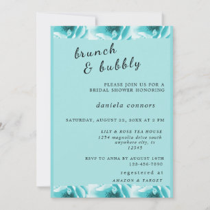 Abstrakt Blue & White Florals Brunch & Bubbly Einladung