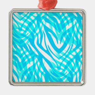 Abstrakt Blue Zebra Silbernes Ornament