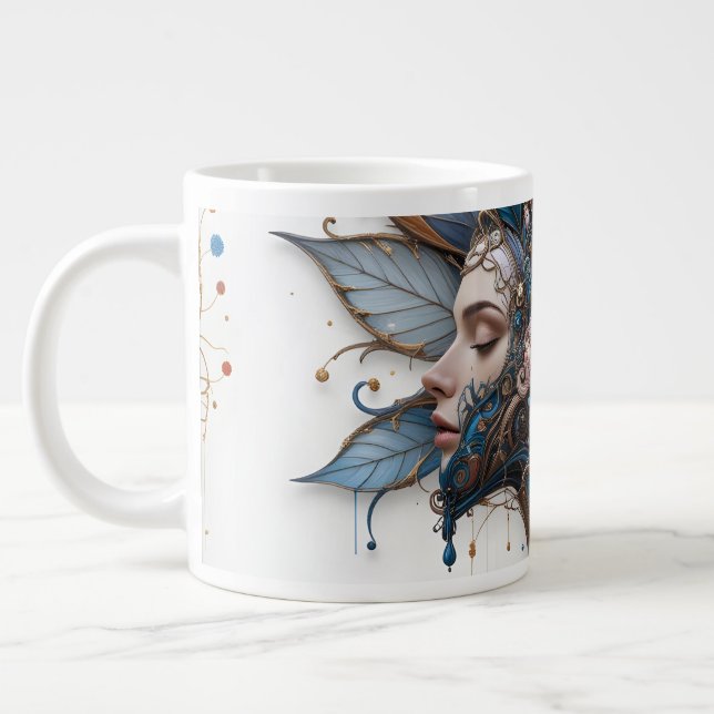 Abstrakt blumenreich Jumbo-Tasse (Links)