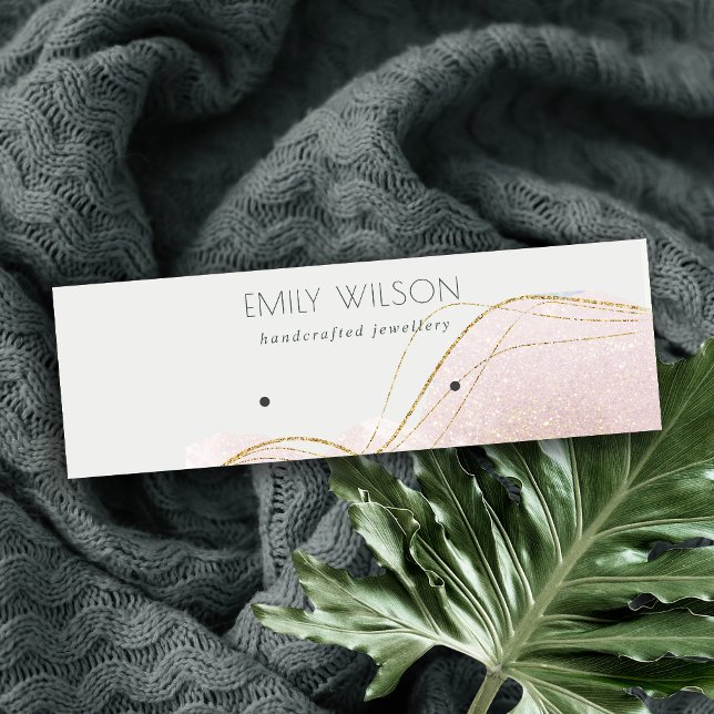 Abstrakt Blush Gold Glitzer Shiny Earring Display Mini Visitenkarte (Von Creator hochgeladen)