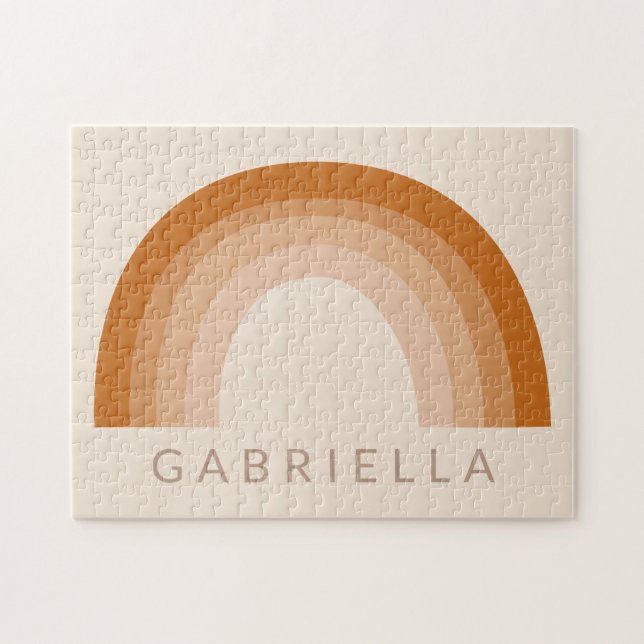 Abstrakt Boho 70er Rainbow Terracotta Personalisie (Horizontal)